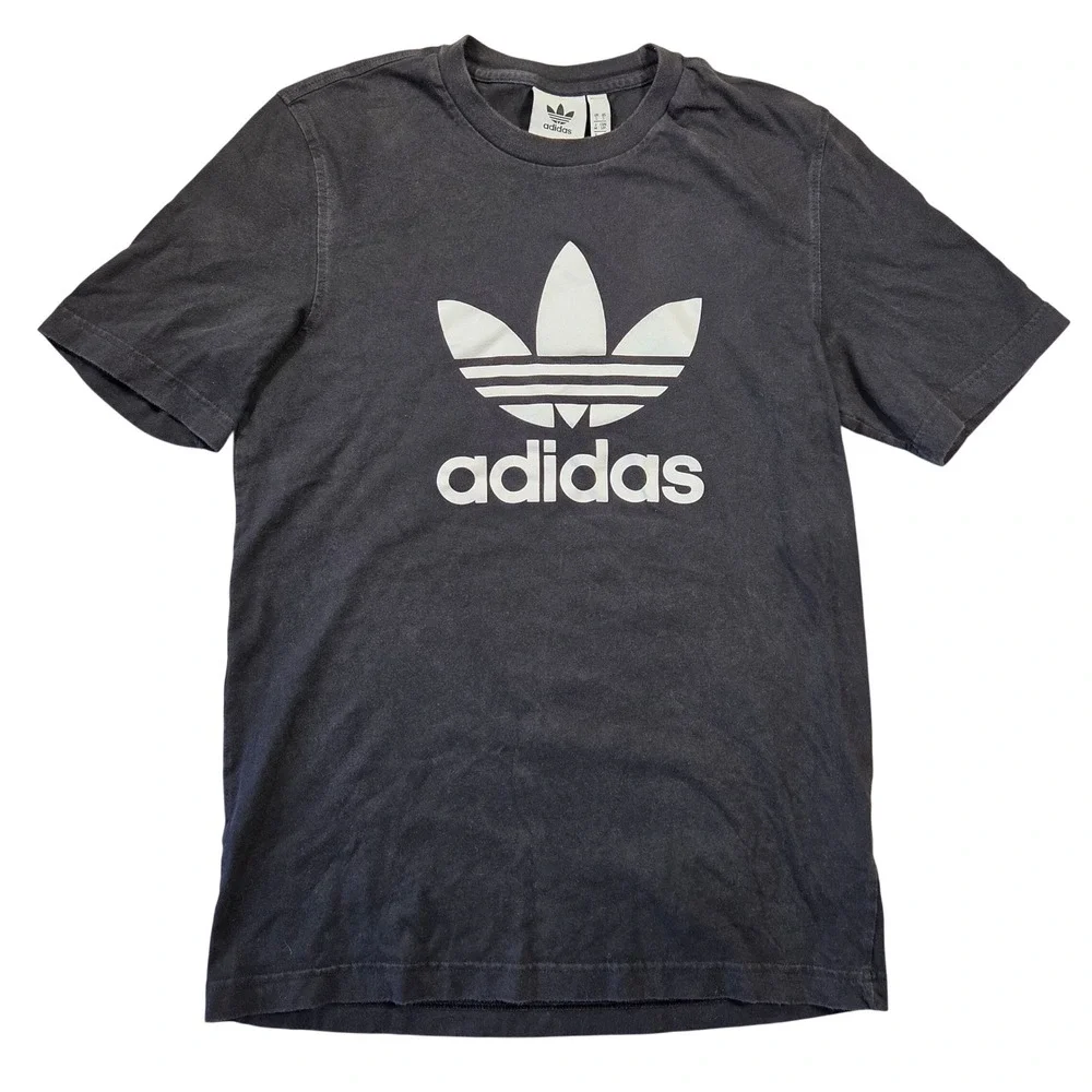 Adidas Originals Trefoil Graphic T-Shirt Mens Small Black White Logo Tee Cotton